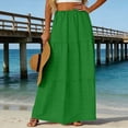 thumbnail image 2 of Womens Midi Skirt Fashion Solid Color Casual Breathable Knee Length Lightweight Everyday Green S, 2 of 5