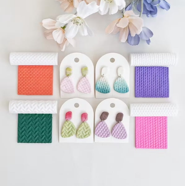 4pcs Polymer Clay Texture Roller Set - Plastic Pottery Pattern Stamping Tools for DIY Jewelry and Crafting