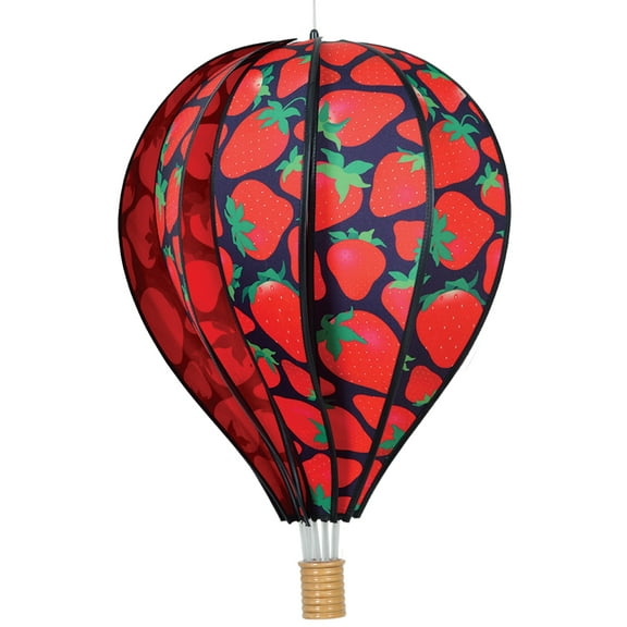 Hot Air Balloon Hanging Garden Spinner 22" - Vibrant Strawberry Design, Weather-Resistant Outdoor Decor, Durable & Lightweight for Patios, Yards, and Gardens - Eye-Catching Wind Spinner