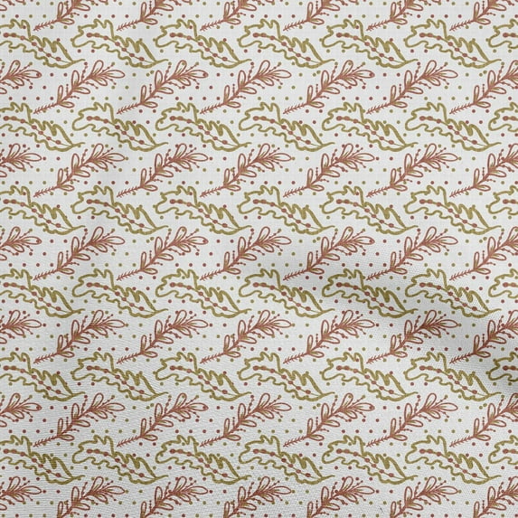 oneOone Cotton Poplin Twill Olive Green Fabric Leaves Fabric For Sewing Printed Craft Fabric By The Yard 56 Inch Wide
