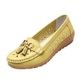 thumbnail image 2 of Domuza Casual Loafers for Women Metal Buckle Breathable Comfortable Leather Slip on Moccasins Loafers Shoes Driving Outdoor Walking Womens Flats Light Green 10.5（EU-44）, 2 of 4