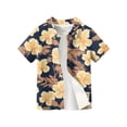 thumbnail image 4 of Abcomgle Hawaiian Shirt for Boys Size 7/8 Button Down Short Sleeve Boys Vacation Shirts Cartoon Floral Print Vacation Hawaiian Clothes for Boys,Navy,10-11Years, 4 of 5