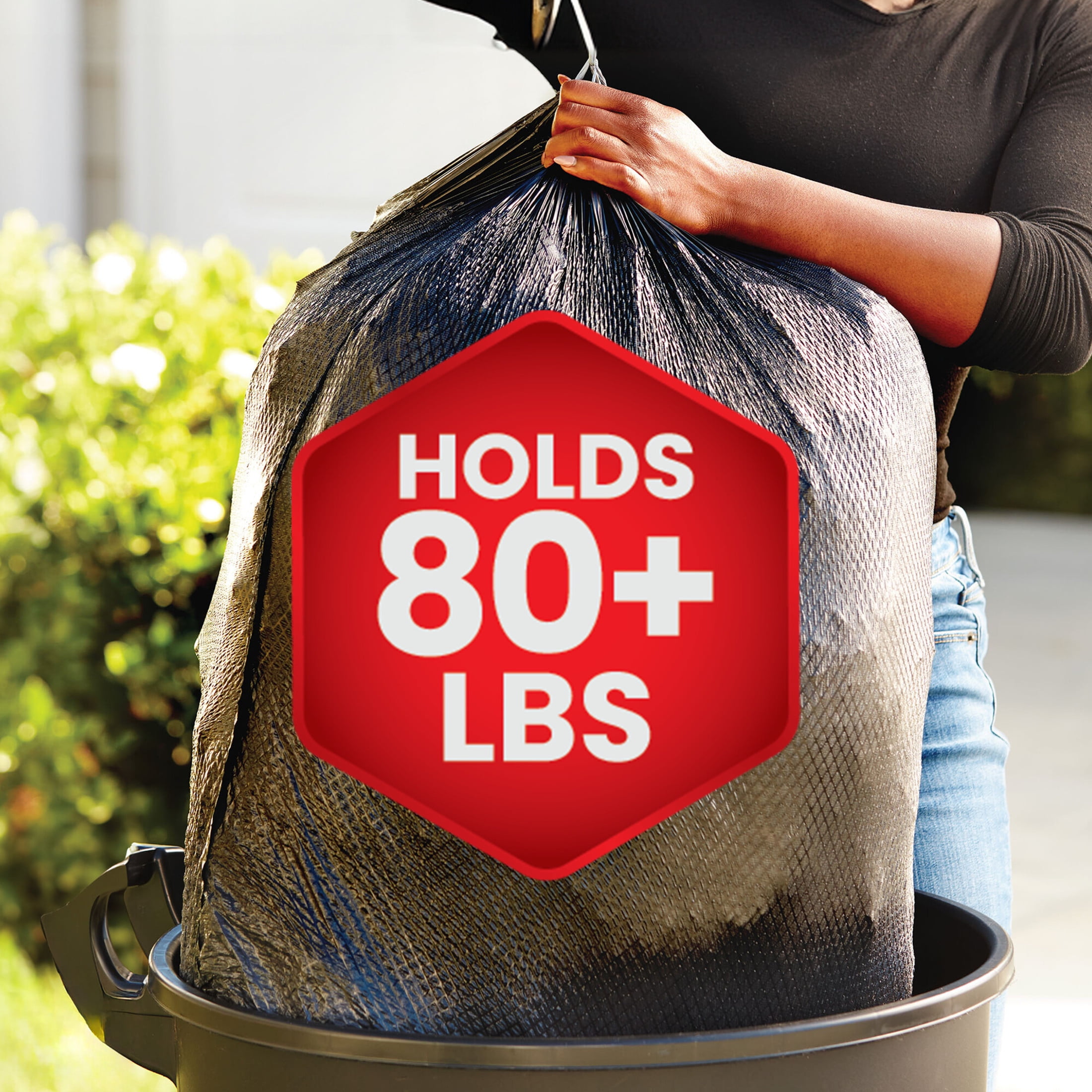 (4 pack) Glad ForceFlex Heavy Duty Large Drawstring Trash Bags, Hold 80+ Pounds, 30 Gallon, 40 Count
