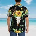 thumbnail image 4 of Kll Men'S Hawaiian Shirt Short Sleeve Button Down Beach Shirts-Sunflower Skull Boho Watercolor Background, 4 of 7