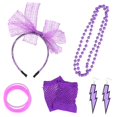 thumbnail image 2 of Fancy Dress Costume 80s Fancy Dress Up Adults Halloween Costume Purple Party Costume 5-Piece Set, 2 of 3