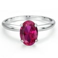 thumbnail image 3 of Gem Stone King 14K White Gold Red Created Ruby Solitaire Engagement Ring for Women | 1.35 Cttw | Oval 8X6MM | Gemstone July Birthstone | Size 9, 3 of 6