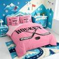 thumbnail image 2 of Erosebridal White Hockey Stick 7 Pieces Full Size Bedding Sets,Modern Ice Skater Full Size Bed in a Bag,Pink Reversible, 2 of 7