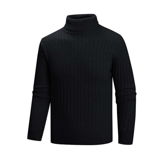 Pisexur Men's Turtleneck Sweaters Long Sleeve Knitted Lightweight Casual Pullover Sweater Fall Winter Spring Black,XL
