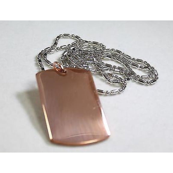SOLID PURE COPPER HEAVY DUTY POLISHED DOG TAG RHODIUM NECKLACE PENDANT