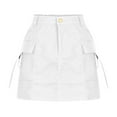 thumbnail image 4 of Cavosen Womens Skirts Mini Skort Cargo Skirts Summer Skirts Low Rise Plain Pencil Skirts Butt Lift Workwear Dress Button Zipper with Pocket Athletic Beachwear Resortwear White L, 4 of 6