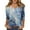 #05Blue, variant on Ladies Fluid Swirl Pattern V-Neck Three Quarter Sleeve Tees Relaxed Fit Daily Casual Printed Blouses