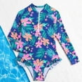 thumbnail image 7 of Hessimy Girl Swimwear One Piece Swimsuit Ruffle Bathing Suit(Blue,5-6 Years), 7 of 7