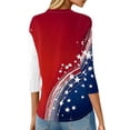 thumbnail image 5 of KDDYLITQ Womens 250 Year American Anniversary Tshirt American Birthday Usa Flag 3/4 Sleeve Blouses Patriotic 250 Years Birthday Causal Tees Red White and Blue Basic Crew Neck Tops Deep Red XL, 5 of 5