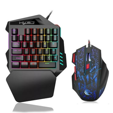 HXSJ J50 One-Handed Gaming Keyboard 35 Keys LED Backlight   Wired Gaming Mouse with Breathing Light 5500 DPI 7 Button Keyboard and Mouse Combo