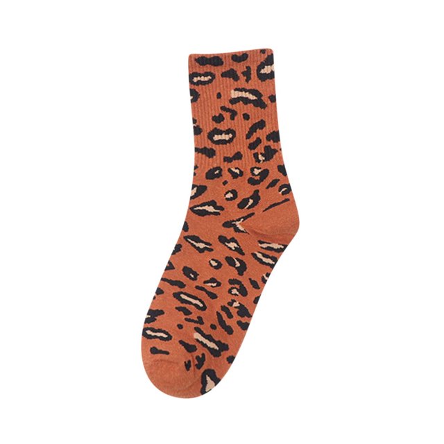 Calcetines de algodón con medias de tubo medio a rayas cálidas con estampado de leopardo para mujer de primavera y otoño Fridja nalpqowj4086