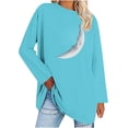 thumbnail image 2 of Jinhomg Casual Pullovers for Women 2026 Novelty Long Sleeve Printed Sweatshirts Oversized Comfy Drop Shoulder Blouse Lightweight Dressy Crew Neck Tees Sky Blue XL, 2 of 4