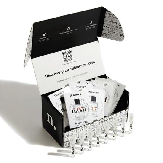 Set de muestras de perfumes Noteworthy con crédito para un perfume de 100 ml