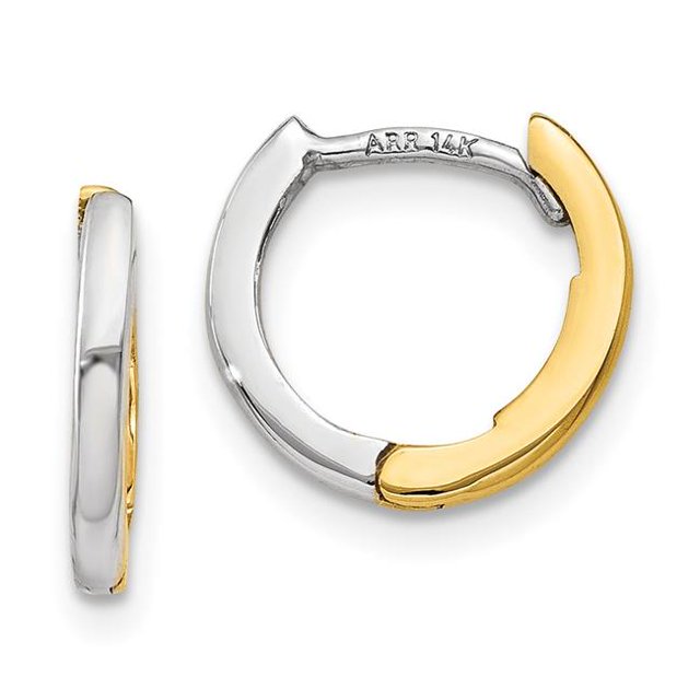 Quality Gold Y7902 14K Two-Tone Mini 1.35 mm Round Hinged Hoop Earrings