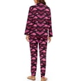 thumbnail image 2 of DISNIMO Womens Pajama Sets Bat Printed Long Sleeve Top with Long Pants 2 Piece Pjs Comfy Lounge Set V Neck Button Down Sleepwear, (Available in Plus Size), 2 of 6