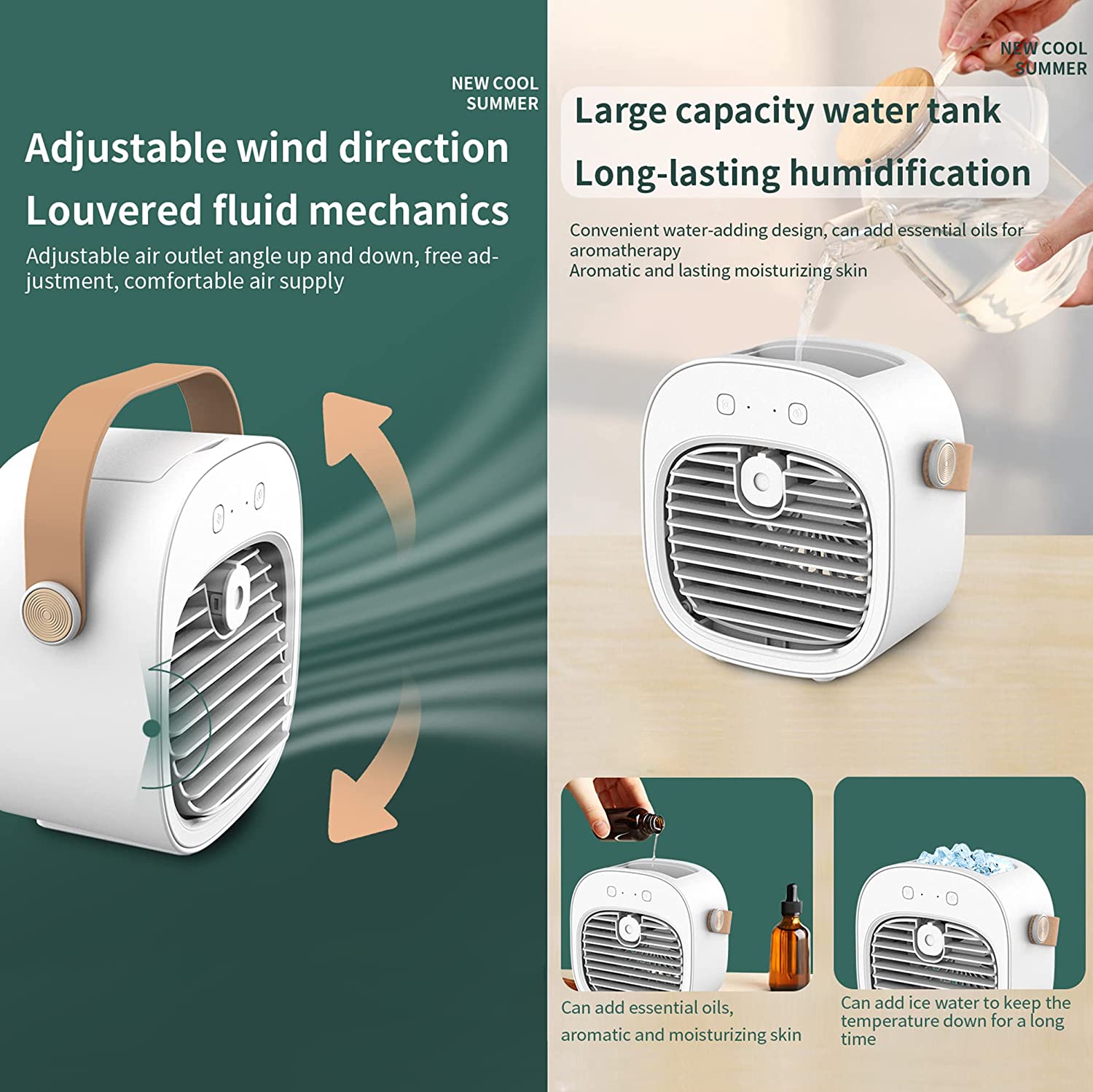 3-in-1 * * AC Fan - Portable Cooling Fan, Humidifier & Air Conditioner With * USB Rechargeable, Compact & Lightweight For RV, Camping, Travel - Ideal For Home, Office, Travel - * Cooling, Touch