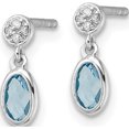 thumbnail image 2 of Sterling Silver Ss Rh Plated White Ice .02Ct. Dia. And Blue Topaz Post Earrings (Width 5) (Length 12) - Jbsp, 2 of 5