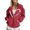 Red, variant on Women's Monogram Butterfly Print Drawstring Hooded Thermal Sweatshirt Red XXL