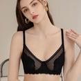 thumbnail image 4 of Sujetador de Mujer Cobertura Total de Encaje Tallas Grandes Sujetador Ajustado Copa Completa Ropa Interior sin Forro - Negro, 4 of 5