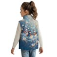 thumbnail image 2 of Xixirimido Christmas Snowman Florals Pattern Boys Girls Full Zip Fleece Vest Sleeveless Stand Collar Outwear Warm Jacket with Pockets for 5-6Y, 2 of 6