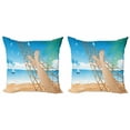 thumbnail image 1 of Ambesonne Tropical Throw Pillow Cover 2 Pack, Hawaiian Ocean Hammock, 16", Cream and Blue, 1 of 6