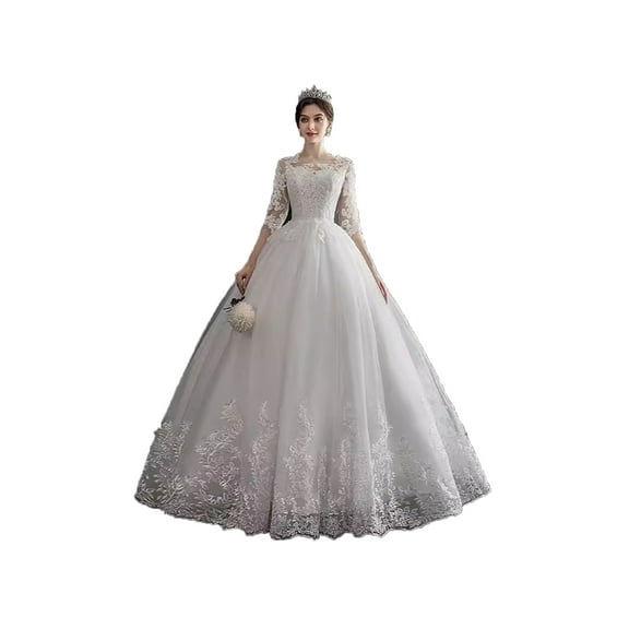 Plus size slim lace wedding dress