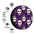 thumbnail image 6 of DouZhe Waterproof Spare Tire Cover, Halloween Purple Gothic Skulls Prints Adjustable Wheel Covers Fit for Jeep Trailer RV SUV Car, 15 inch, 6 of 7