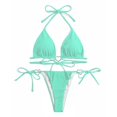 thumbnail image 1 of Traje baño playa 2 piezas con sujetador con cuello halter y tanga con lazo lateral para mujer, 1 of 5