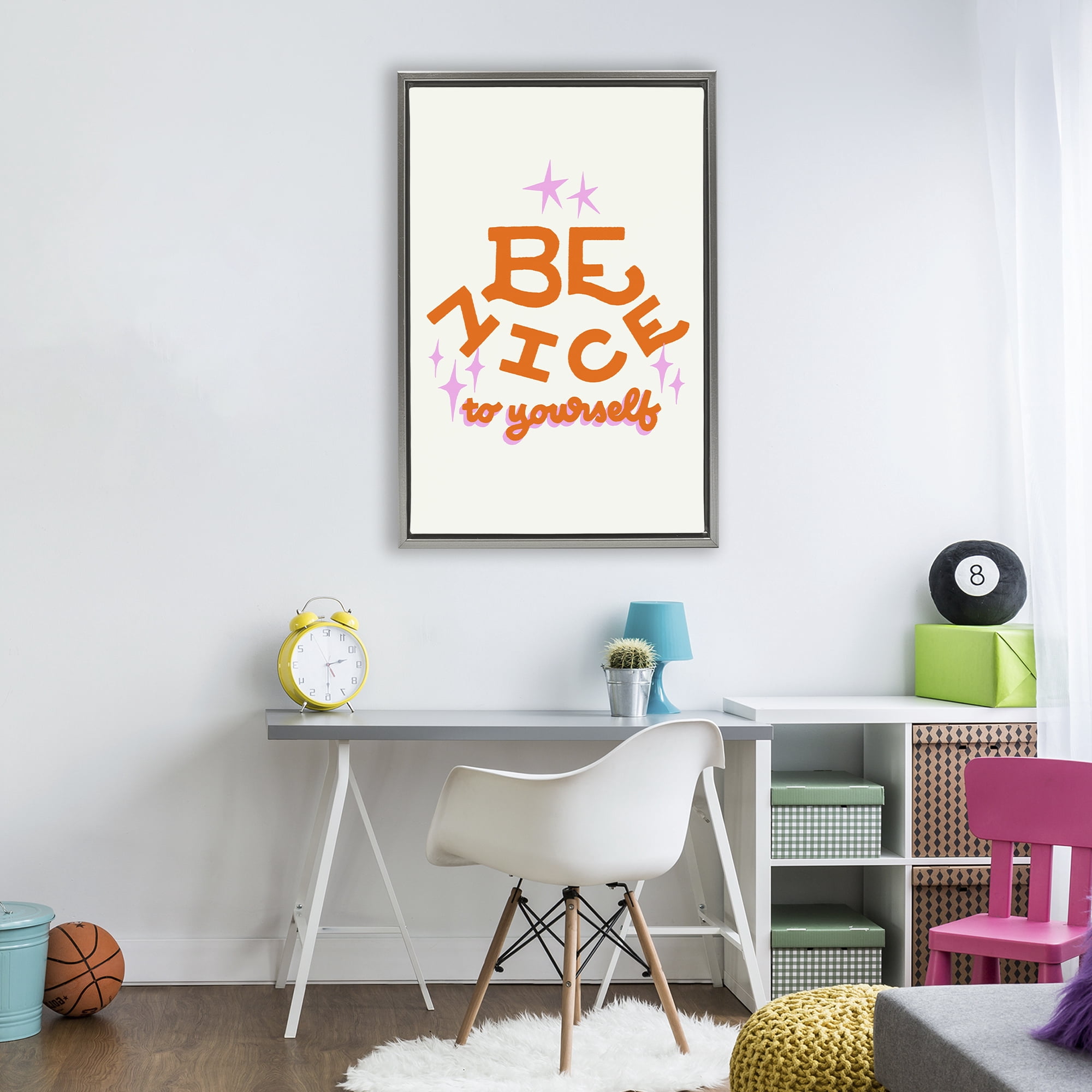 Stupell Industries Be Nice To Yourself Gray Framed Floater Canvas Wall Art, design by Indira Prieto | IndySign