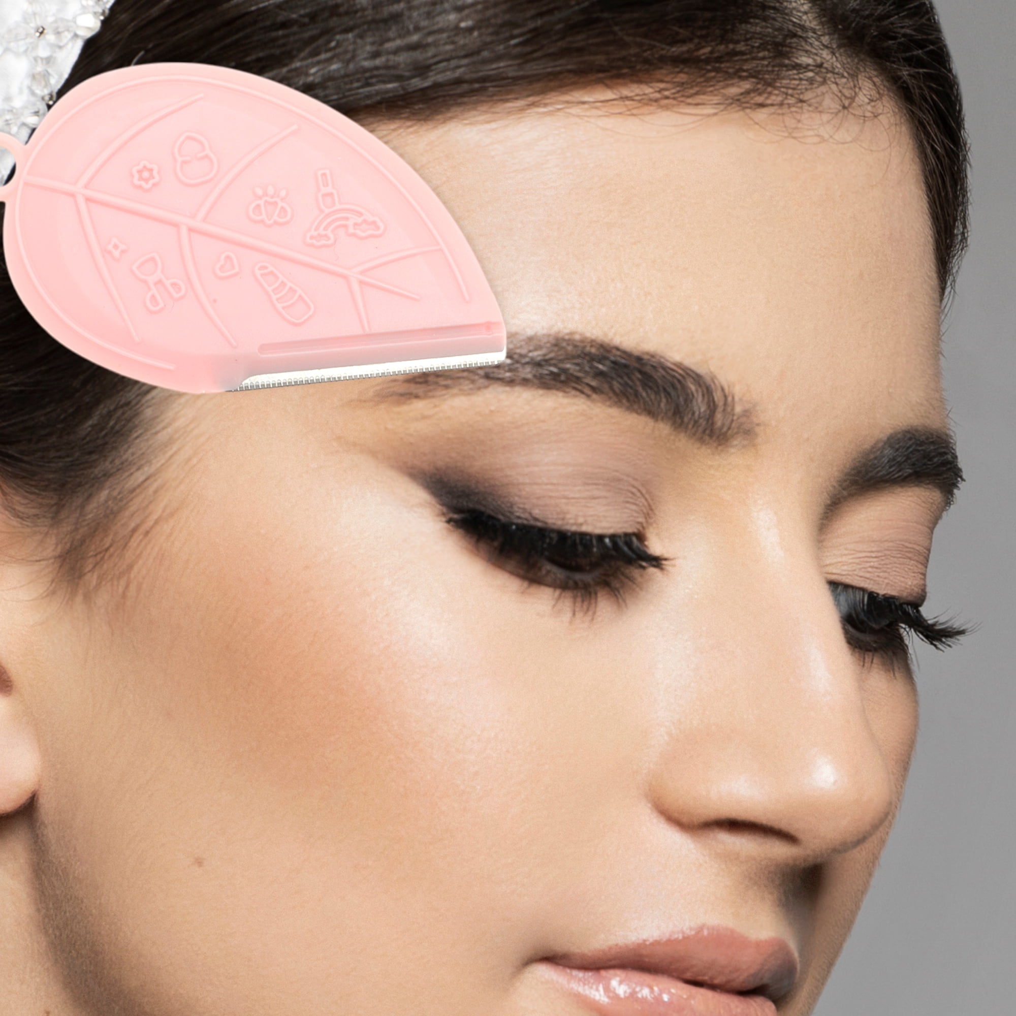 Unique Bargains Lightweight Multifunctional Eyebrow Scissor Kit Pink for Easy Grooming