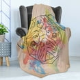 thumbnail image 4 of Pug Soft Flannel Fleece Blanket, Vibrant Colored Background with Color Splashes and Line Art Design Face of a Pug Print, Cozy Plush for Indoor and Outdoor Use, 50" x 60", Multicolor, by Ambesonne, 4 of 5
