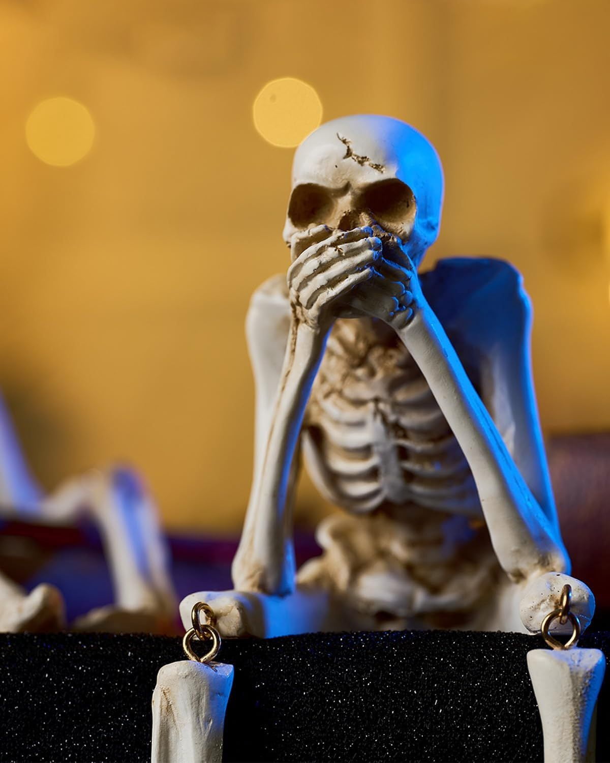 Halloween Decorations Indoor Skeleton Statues See Speak Hear No Evil Figurines for Mantel Table - Realistic Resin Skull Spooky Gothic Home Decor Set of 3