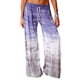 thumbnail image 2 of Pantalones Sueltos Pierna Ancha Cintura Alta Degradado Cordón Cinturón Ajustable Impresión Pantalones Casuales Púrpura L, 2 of 5
