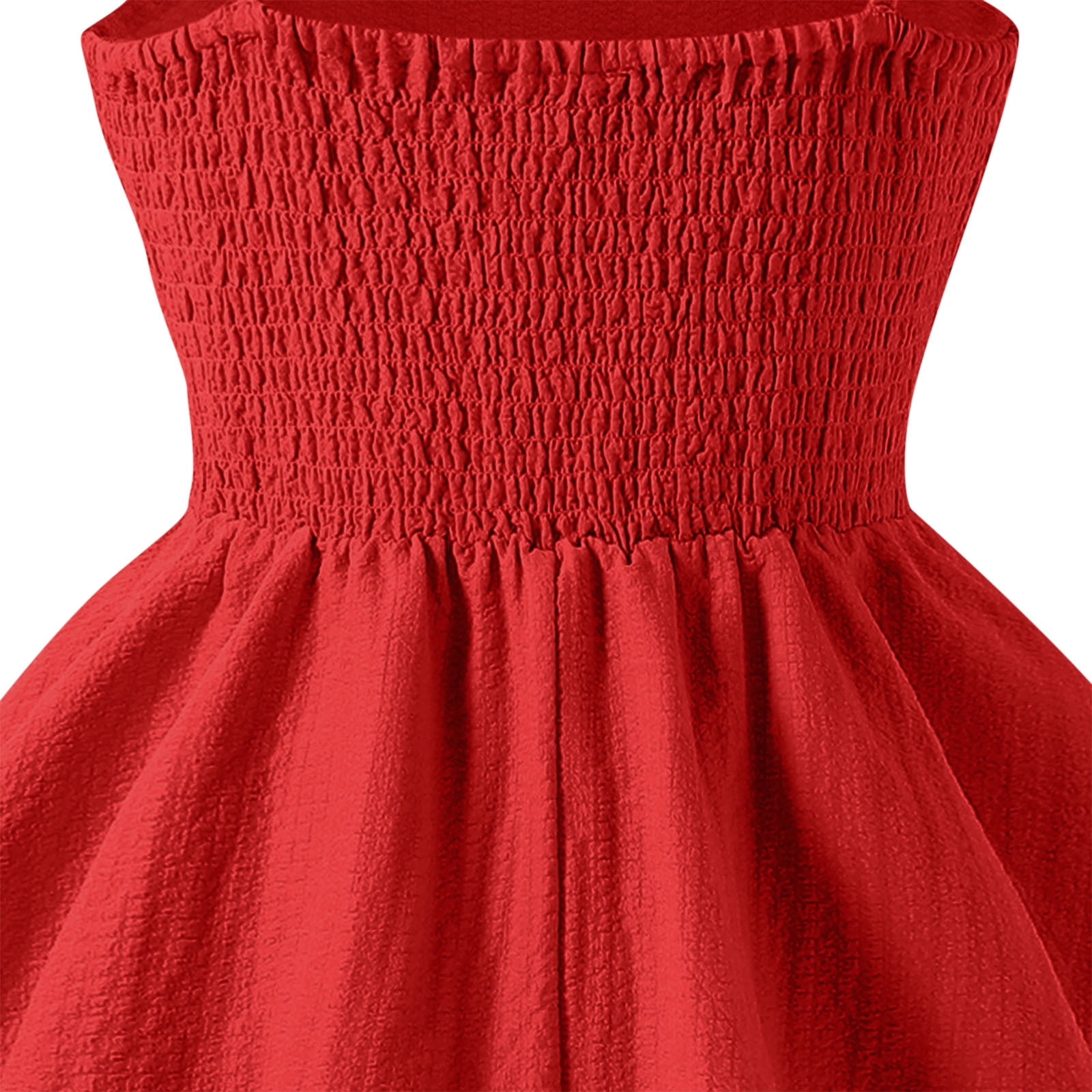 Gamivast Girls Gresses Smocked Ruched A Line Princess Dress Layered Tie Shoulder Flowy Summer Dress Party Ball Dress Semi formal Dresses for Juniors Red 10-12 Camisas Para Mujer