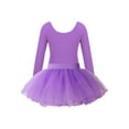 thumbnail image 2 of ZDHoor Girls Gymnastics Ballet Dance Dress Long Sleeve Leotard with Tutu Skirt Ballerina Outfit Lavender 6, 2 of 7