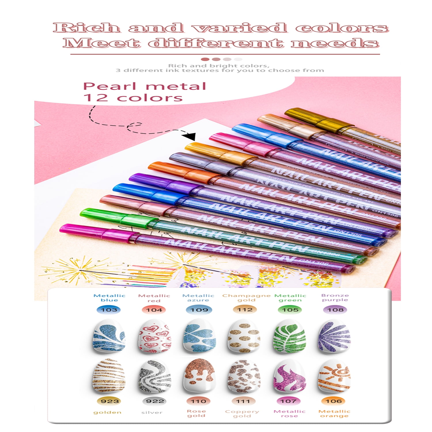 12 Colors Nail Art Pens Set - Nail Polish Pens Graffiti Nail Dotting Tools Acrylic Paint Pens Drawing Painting Point Liner Pen for Nails Art Design Manicure Nail Pens for Home & Salon DIY