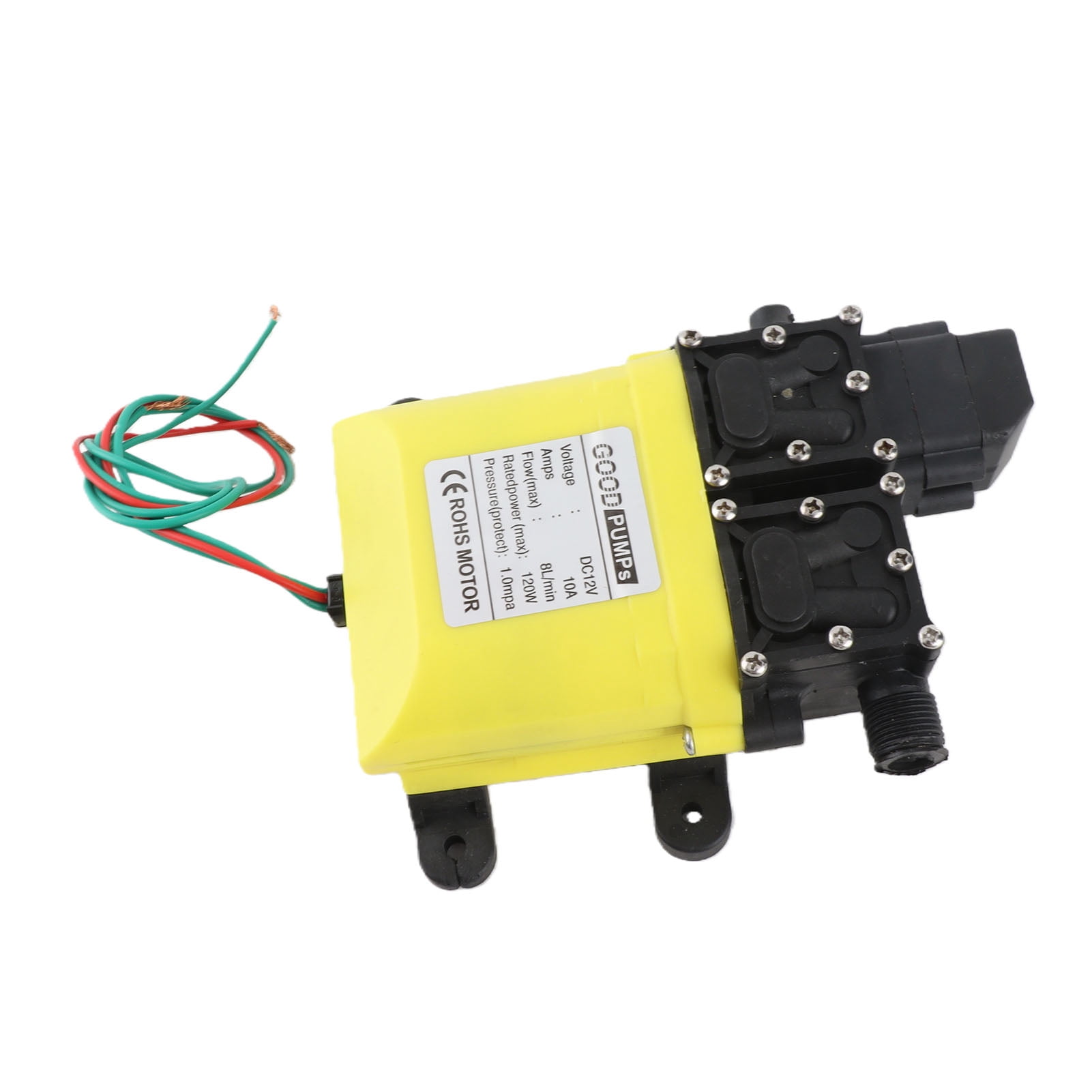 BIMZUC 12V 120W 8L Diaphragm High Pressure Pump with Copper Connector Automatic Water Injection Pump for RV, Marine, Garden Sprinklers, 10A Electric Transfer Pump