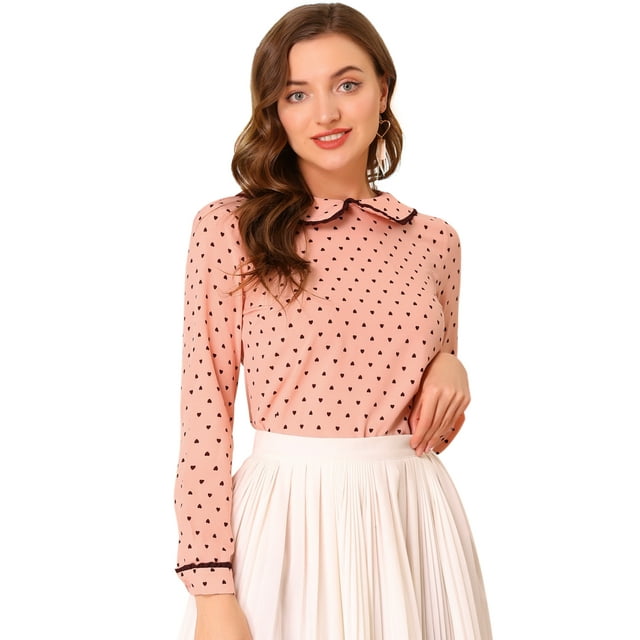 INSPIRE CHIC Chemisier Mignon à Volants pour Femmes Col Peter Pan Manches Longues