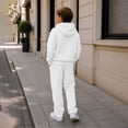 thumbnail image 5 of SERTGUTR Boys' Waffle Knit Hoodie Pullover Quarter Zip Kangaroo Pocket Elastic Waist Sweatpants 2 Piece Set Relaxed Fit Warm Winter School Outdoor Wear, 5 of 9