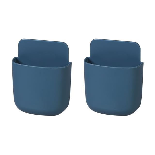 tamizeot 2 Pieces Air Conditioning Remote Control Storage Box Small Size Organization Container Plastic Phone Holder Organizer Case Blue