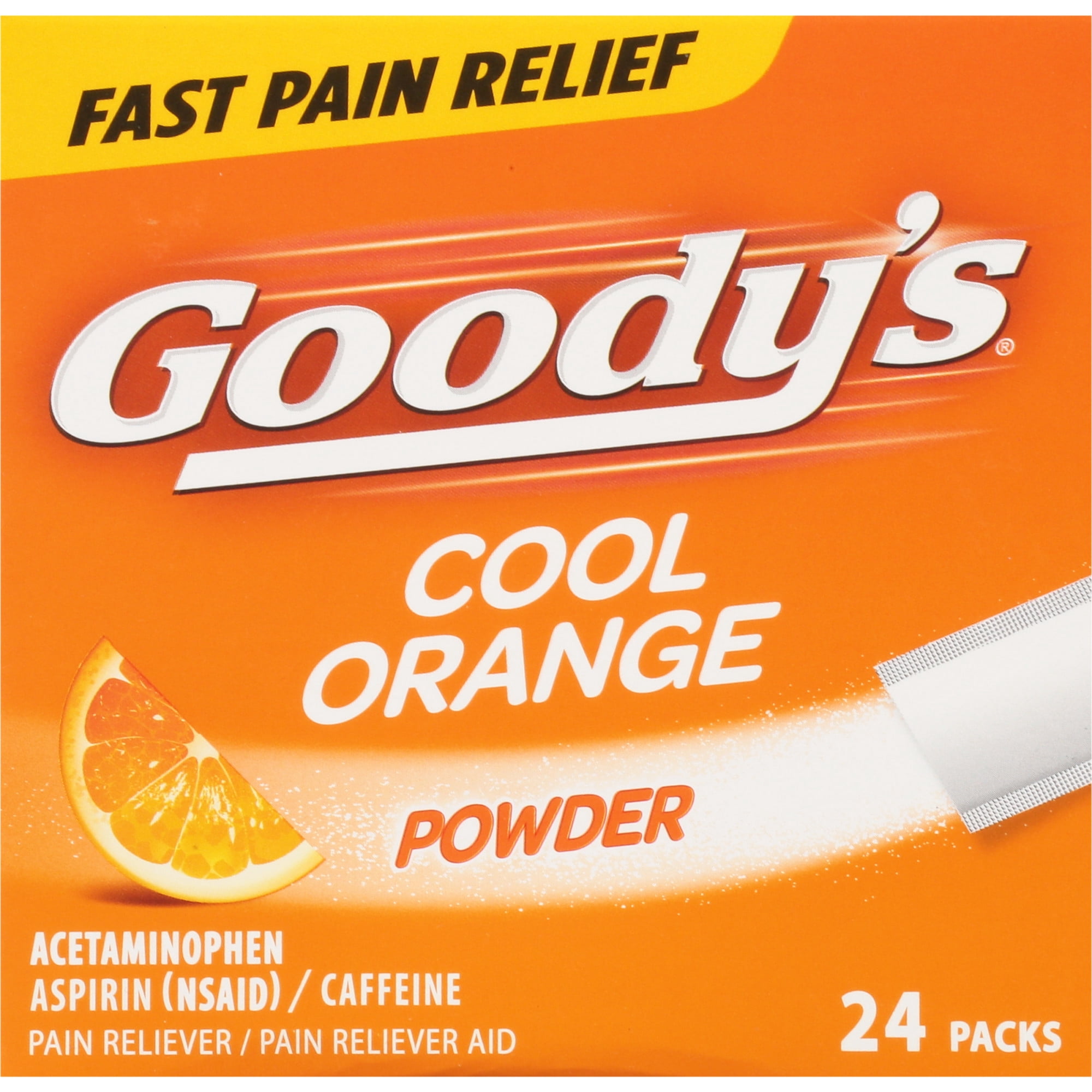 Goody’s Triple Action Pain Relief, Fast Headache Powder, Cool Orange Flavor, 24 Count