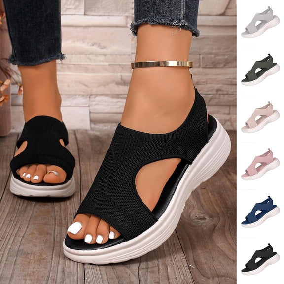 Miluxas Women's Walking Sandals Comfort Slip-On Sport Sandals Open-Toe Platform Sandals for Summer Beach Casual Pink 9.5(43)