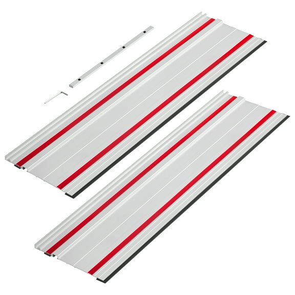 KFFKFF Track Saw Guide Rail, 55-Inch Cutting Capacity, Set Includes Two 27.5-Inch Aluminum Guide Rails and Connector, Compatible with Various Track Saws for Woodworking Applications