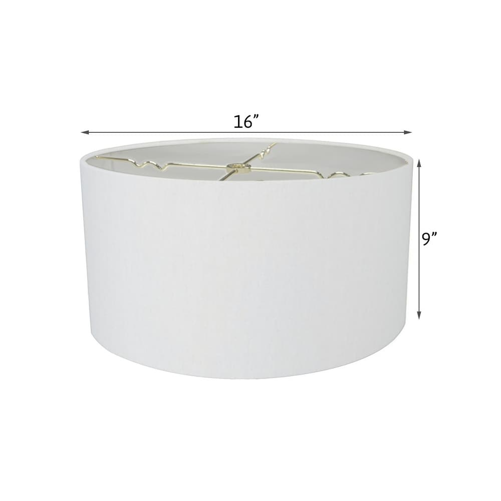 16"W x 9"H White Linen Hardback Shallow Drum Lampshade