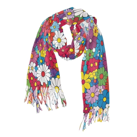 FORMRS Womens Scarf Winter Soft Long Big Warm Shawls Wrap Tassel Scarves, Whimsical Floral