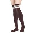 thumbnail image 5 of Lian Lifestyle Exquisite Big Girls Women 3 Pairs Thigh High Cotton Socks. Super Comfortable in Vibrant Unique Colors Size 2.5-7 LBG1022Coffee, 5 of 5